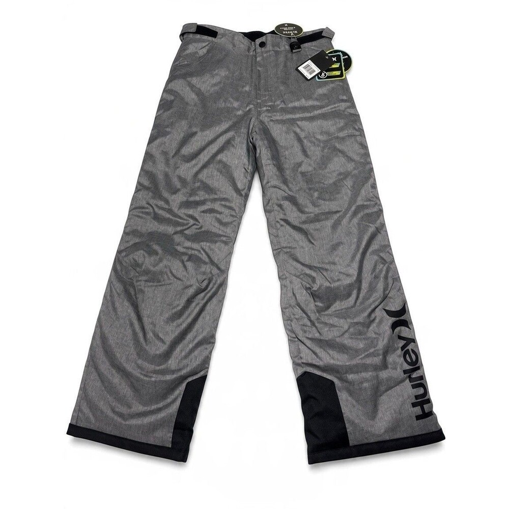 Hurley Boys Large Snowboard Ski Snow Pants Gray Water Resistant Adjustable NWT